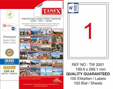 Tanex Laser Etiket Tw-2001 199.6 x 289.1mm resmi