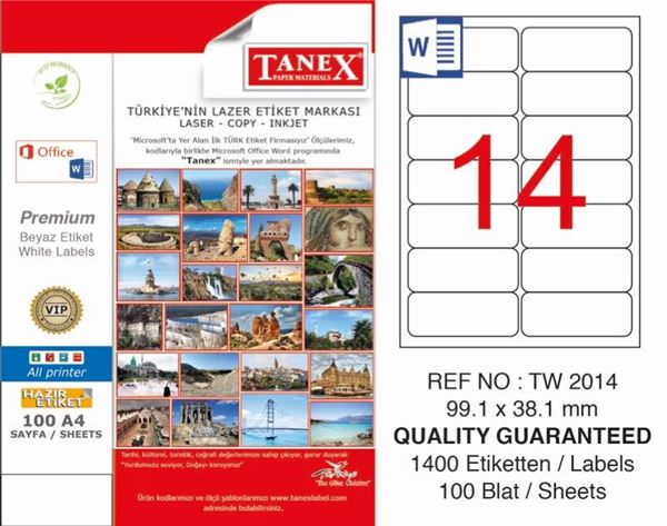 Tanex Laser Etiket Tw-2016 99.1x34 mm resmi