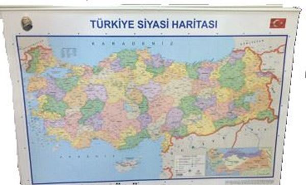 Türkiye Siyasi Haritası 70 x 100 çıtalı resmi