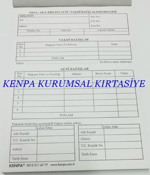 Okul aile birliği bağış makbuzu resmi