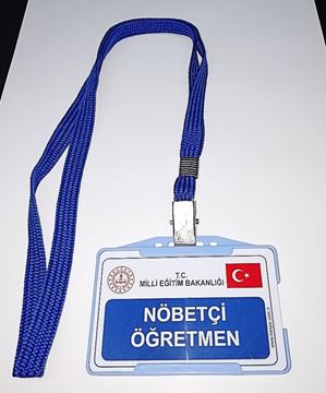 Nöbetçi öğretmen kartı boyun ipi + kart koruyucu set resmi