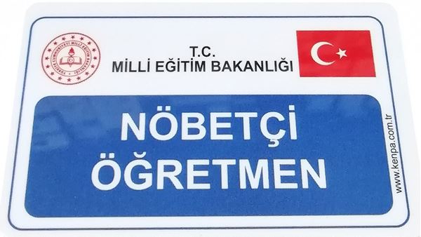 Nöbetçi öğretmen kartı pvc sert plastik resmi