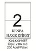 Kenpa A4 Lazer Etiket 210 X 143 mm