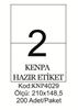 Kenpa A4 Lazer Etiket 210 X 148,5 mm