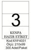 Kenpa A4 Lazer Etiket 210X99 mm	