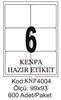 Kenpa A4 Lazer Etiket 99X93 mm	