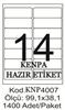 Kenpa A4 Lazer Etiket 99,1x38,1 mm