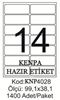 Kenpa A4 Lazer Etiket 99,1x38,1 mm