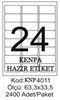 Kenpa A4 Lazer Etiket 63,3x33,5 mm
