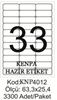 Kenpa A4 Lazer Etiket 63,3x25,4 mm