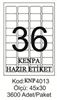 Kenpa A4 Lazer Etiket 45x30 mm